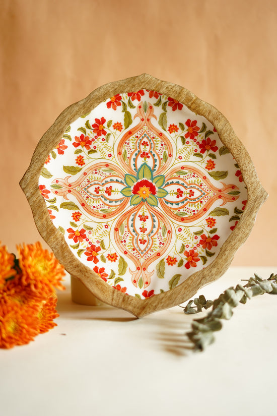 Rangeen Rangoli Big Platters Plate - Orange