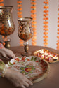 Rangeen Rangoli Round Platter - Orange