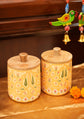 Rajwada Set Of 2 Air Tight Jars - Yellow