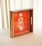 Nakkashi Combo Of 2 Serving Tray - Orange