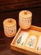 A Rajwada Combo Of Serving Tray & Air Tight Jars - Orange