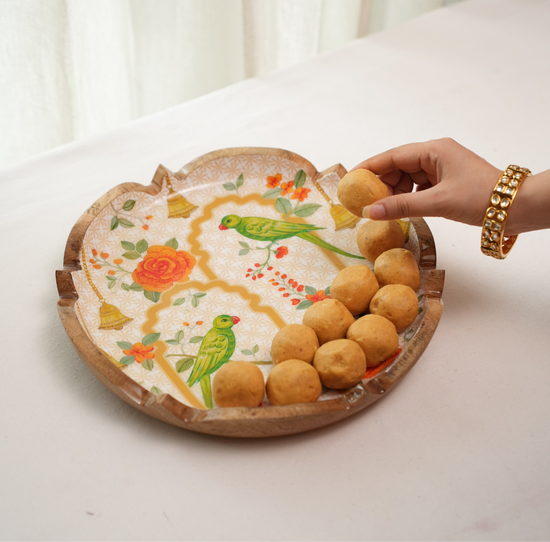 Shahi Jharoka Round Platter - Orange