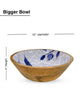 Pomegranate Wooden Serving Bowls - Blue