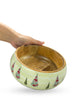 Floral Buta Wooden Bowls - Green